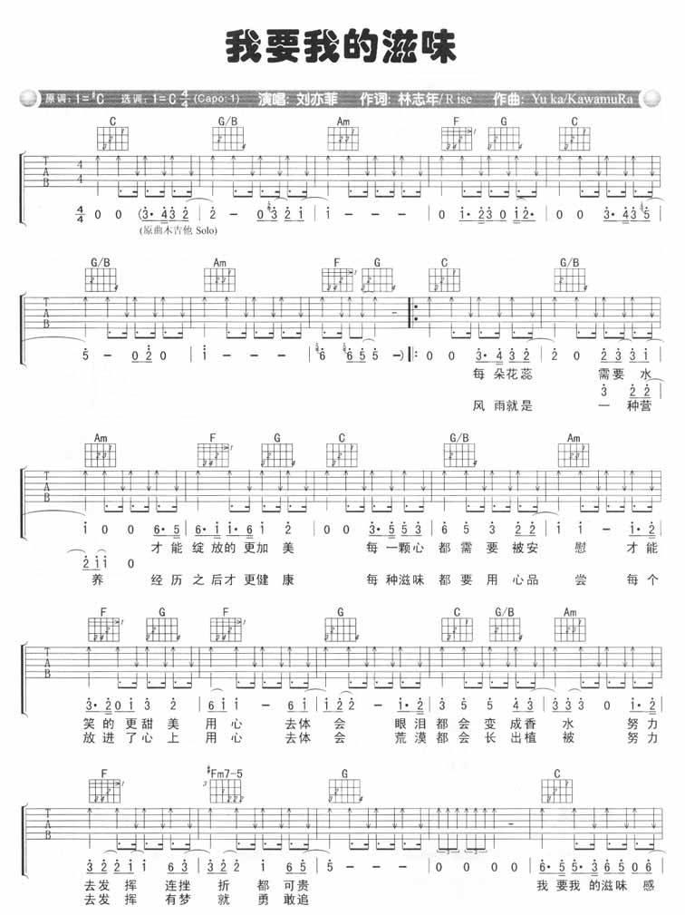 我要我的滋味吉他谱