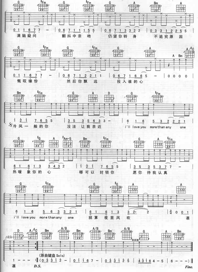 伤感的恋人吉他谱 