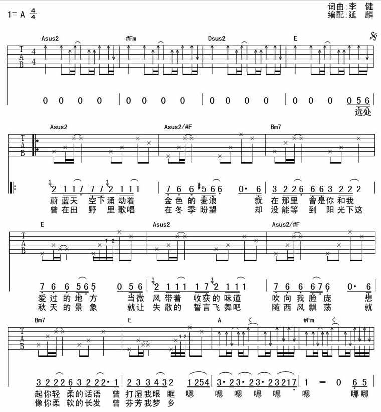 风吹麦浪吉他谱