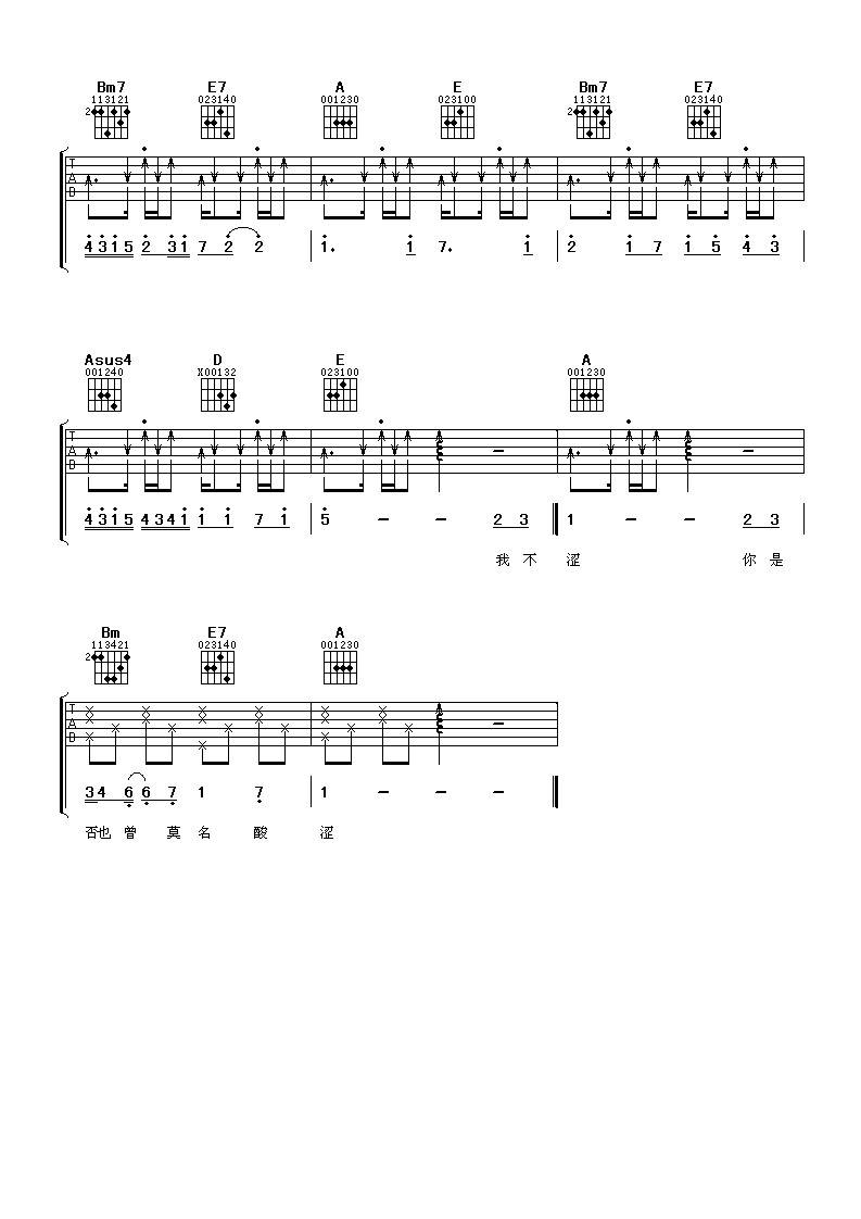 我不介意你恨我吉他谱 