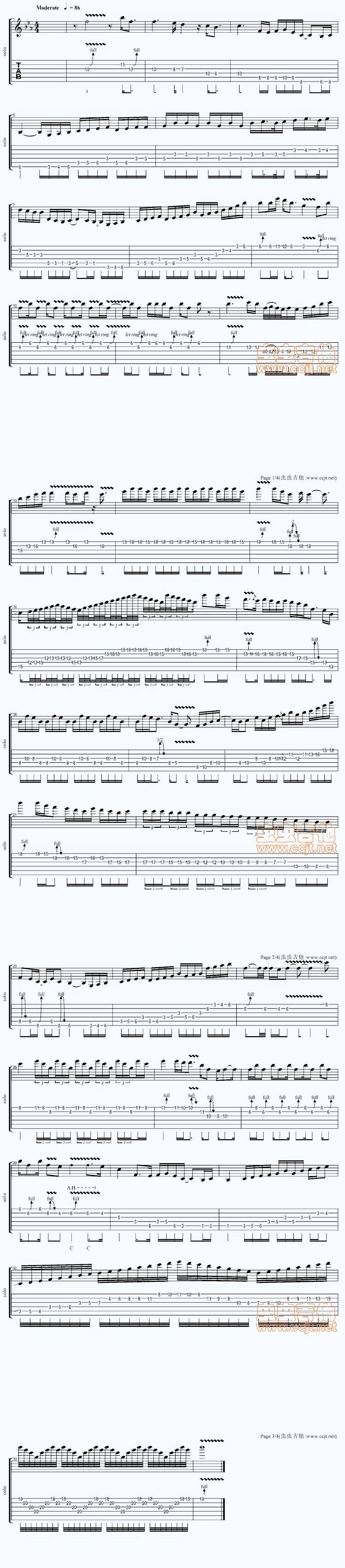 梦红楼solo吉他谱 