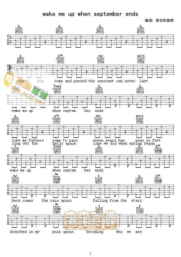 Wake Me Up When September Ends吉他谱