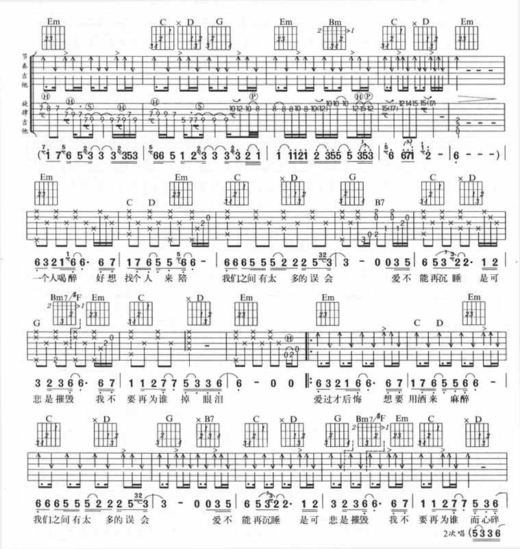 你到底爱谁（风华版）吉他谱