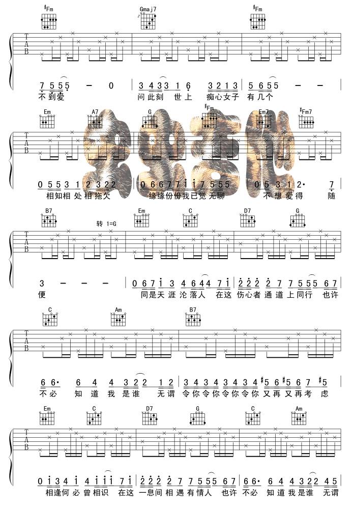 相逢何必曾相识吉他谱