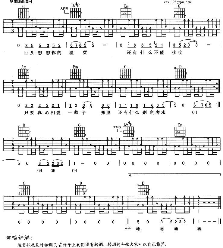 回头想想(羽泉)吉他谱 