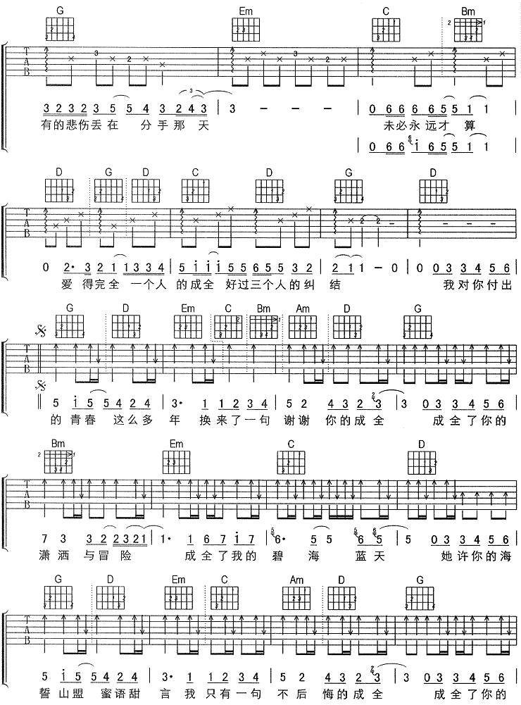 成全 (刘若英)吉他谱