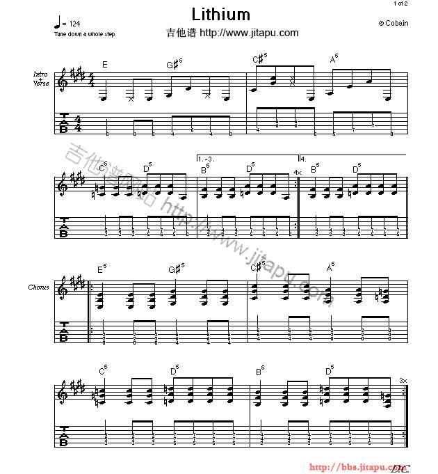 Lithum吉他谱 