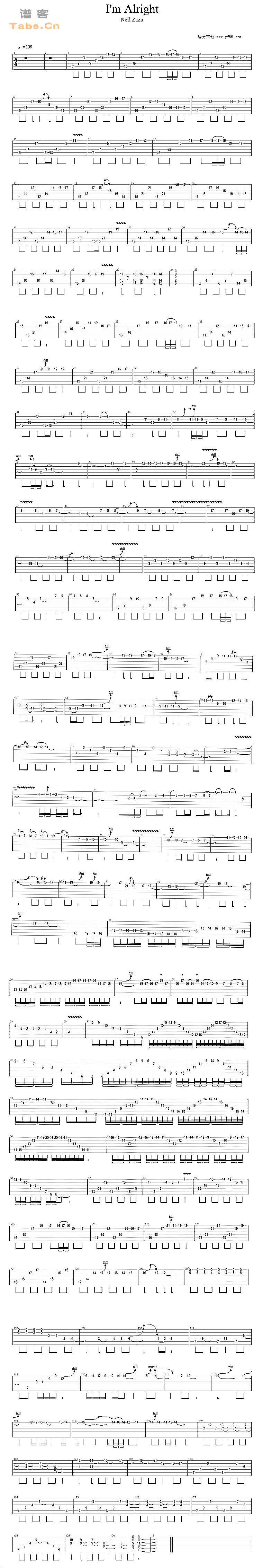 I m Alright  经典	吉他谱 