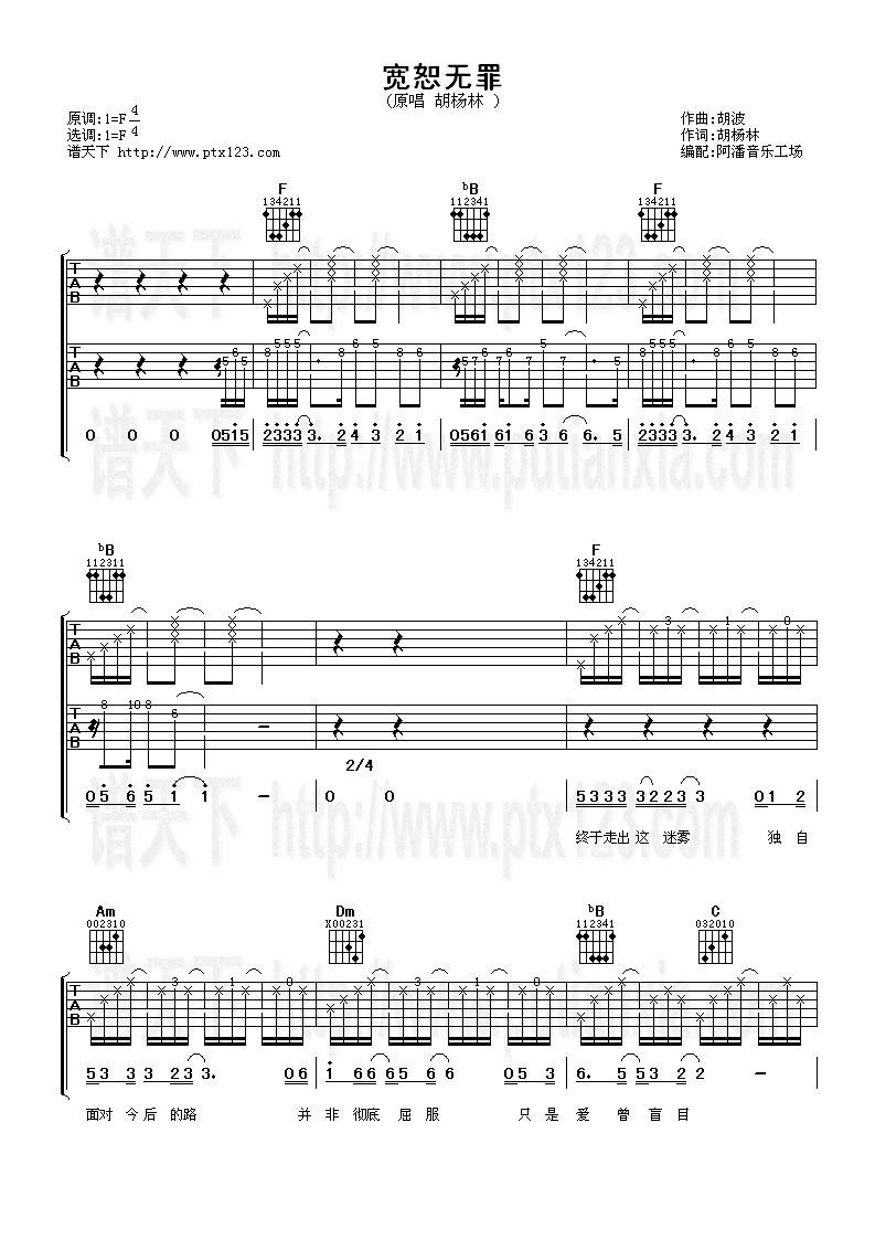 宽恕无罪吉他谱