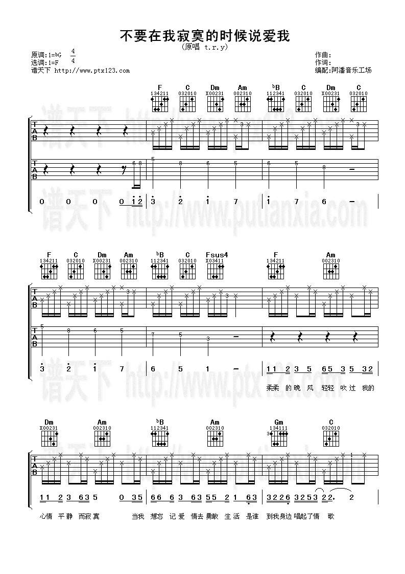 不要在我寂寞的时候说爱我吉他谱