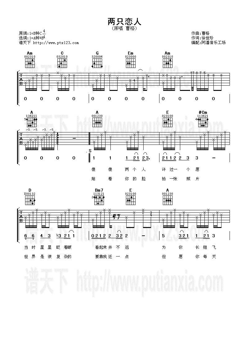 两只恋人吉他谱