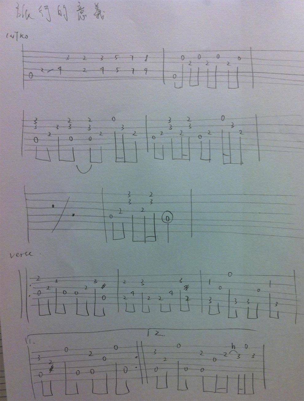 旅行的意义 手写版吉他谱 