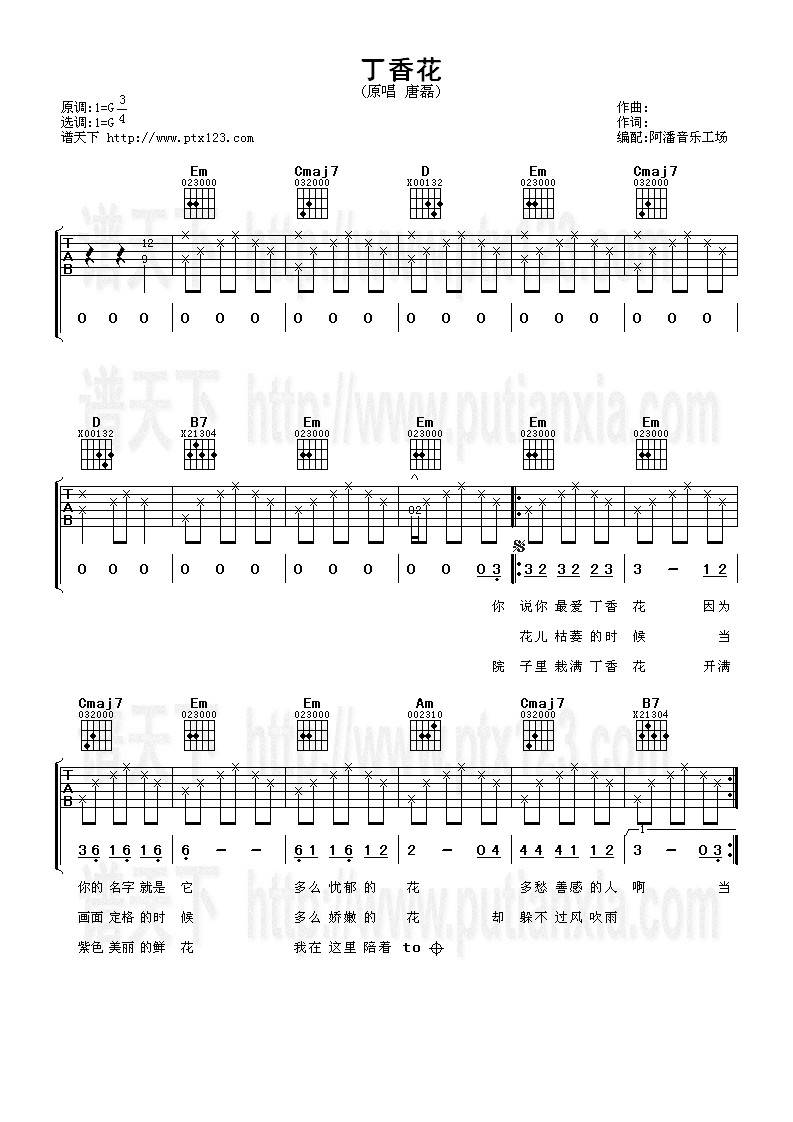 丁香花吉他谱