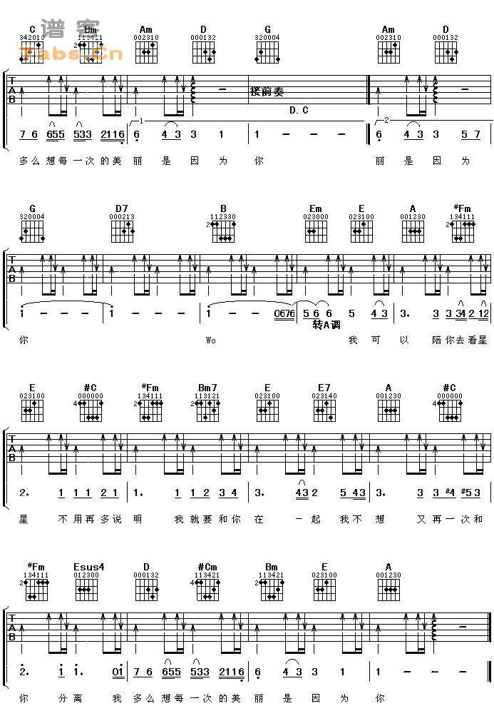 我可以 - 蔡旻佑 六线 和弦版	吉他谱 