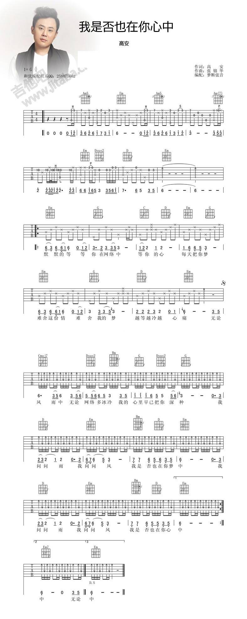 我是否也在你心中吉他谱 