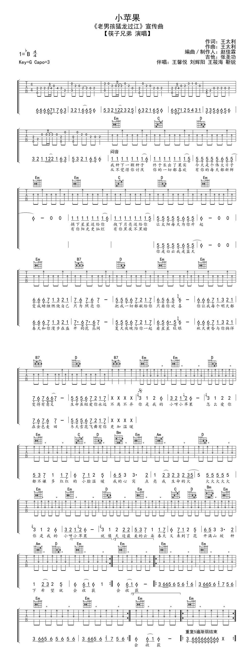 《小苹果》超清吉他谱 