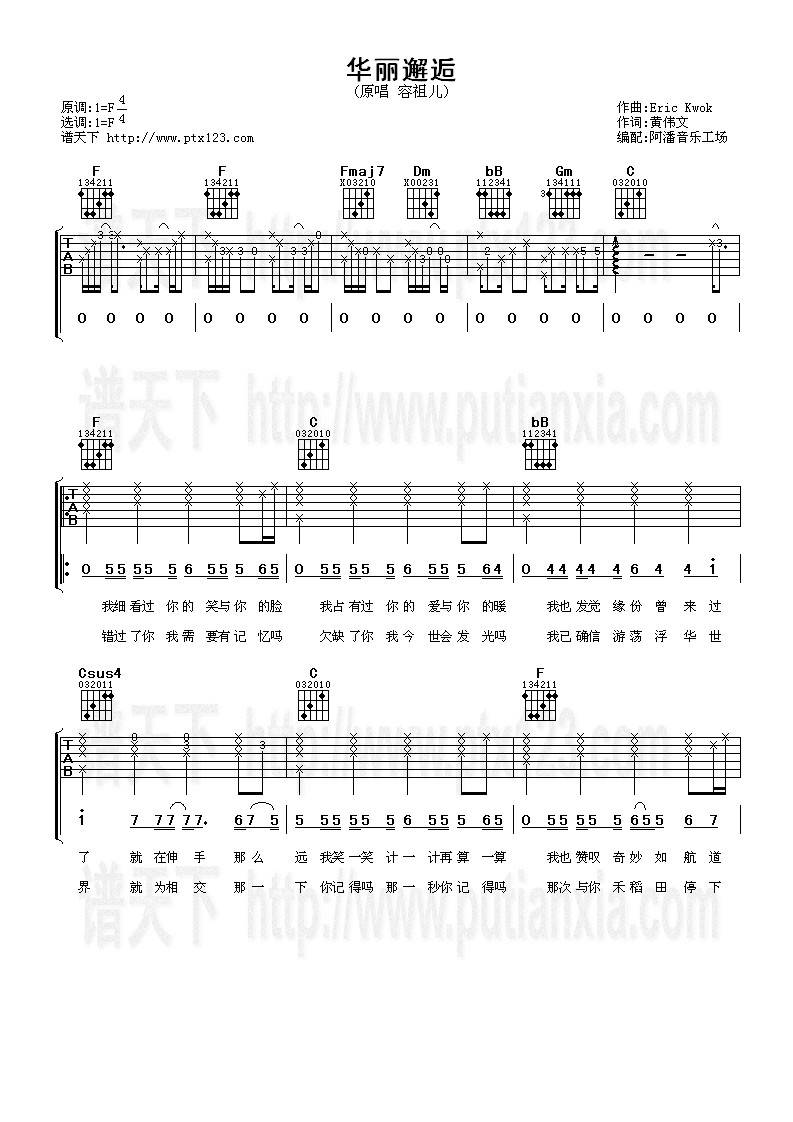华丽邂逅吉他谱
