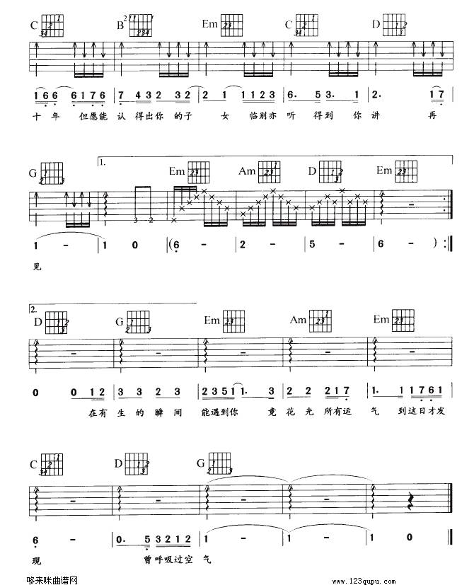 明年今日（陈奕迅）吉他谱 