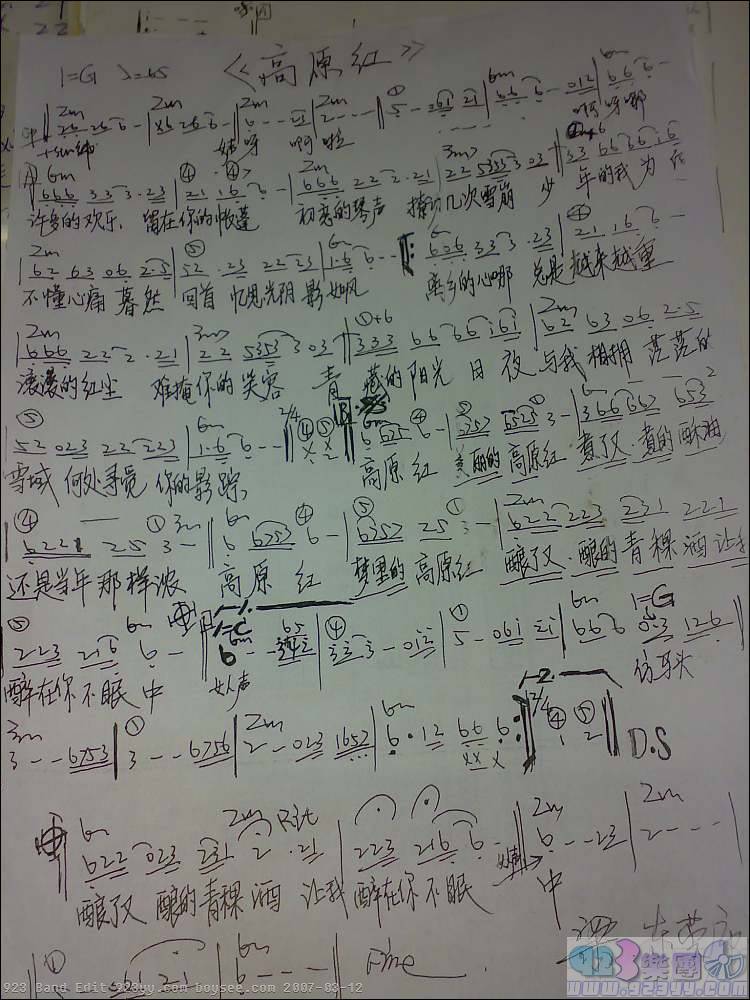 容中尔甲-高原红吉他谱 