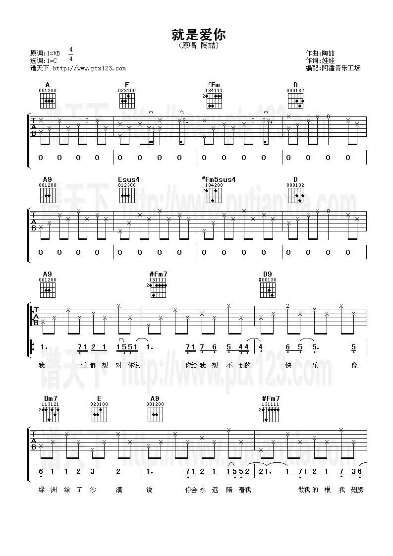 就是爱你吉他谱