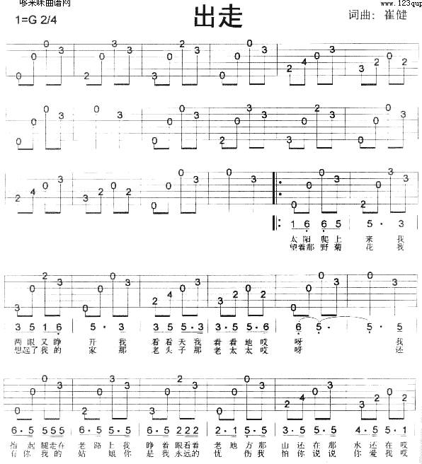 出走 (崔健)吉他谱