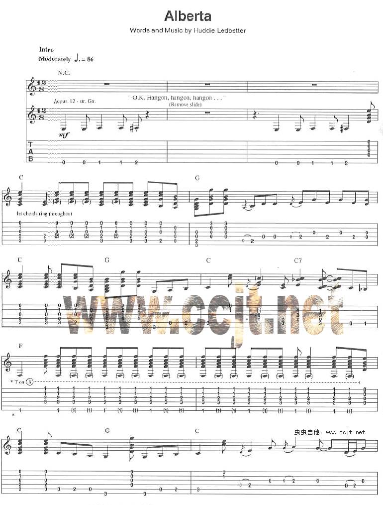 alberta吉他谱