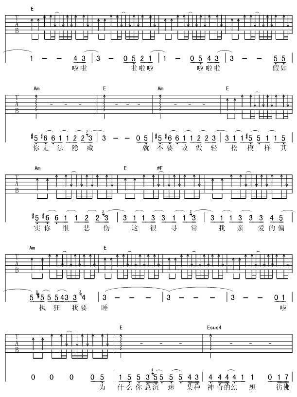 我亲爱的偏执狂吉他谱