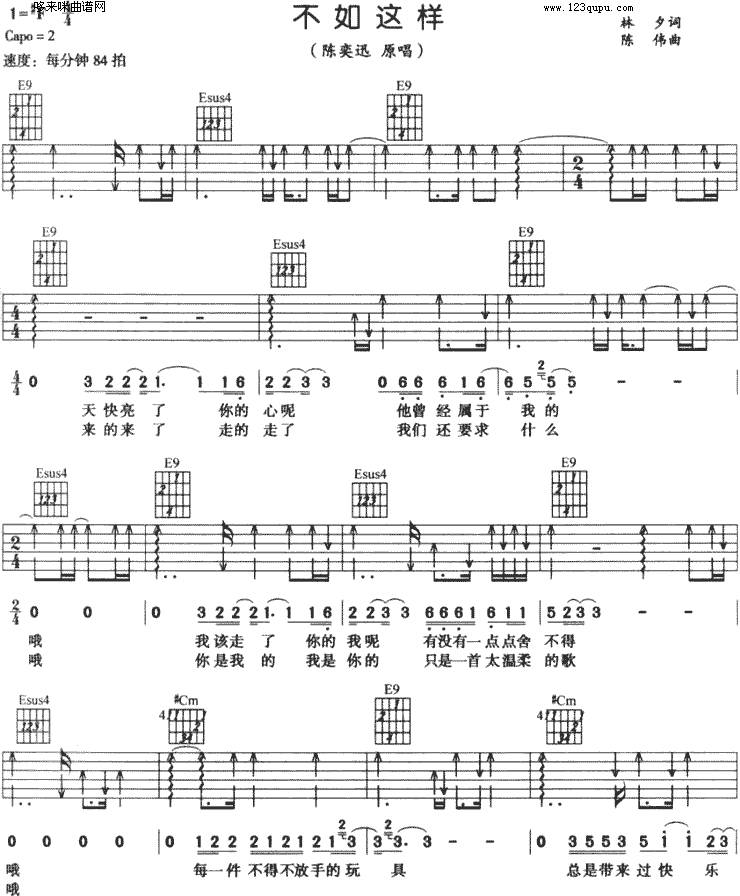 不如这样 (陈奕迅)吉他谱