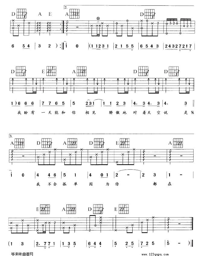 挥着翅膀的女孩（容祖儿）吉他谱 