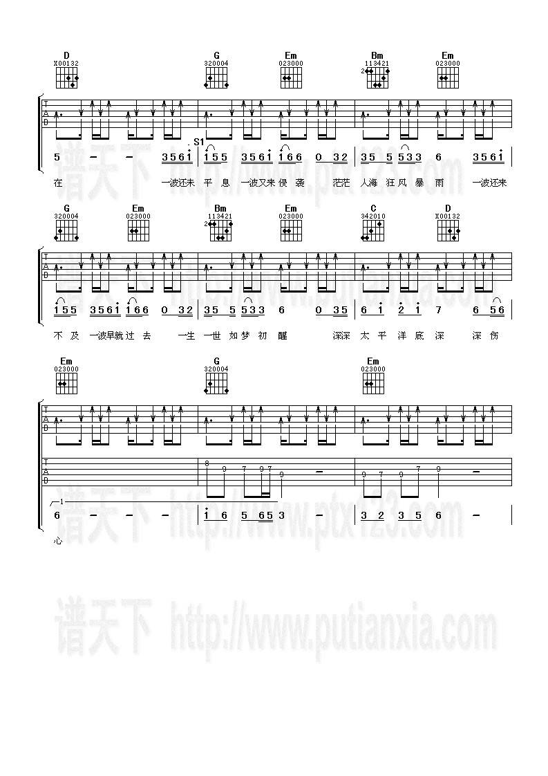 伤心太平洋吉他谱 