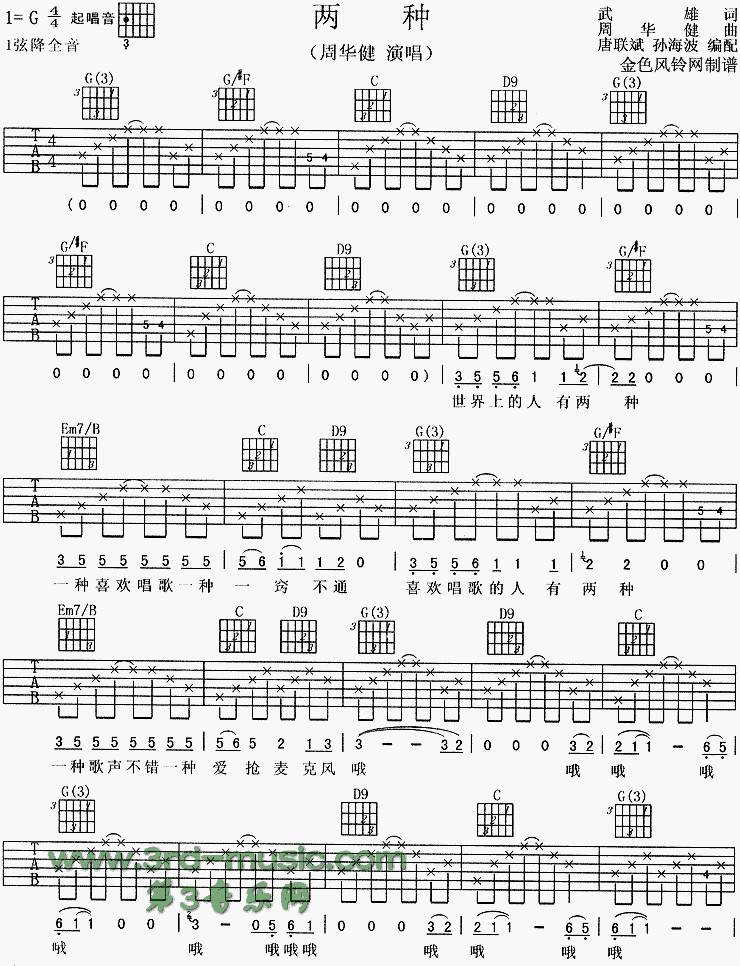 两种吉他谱