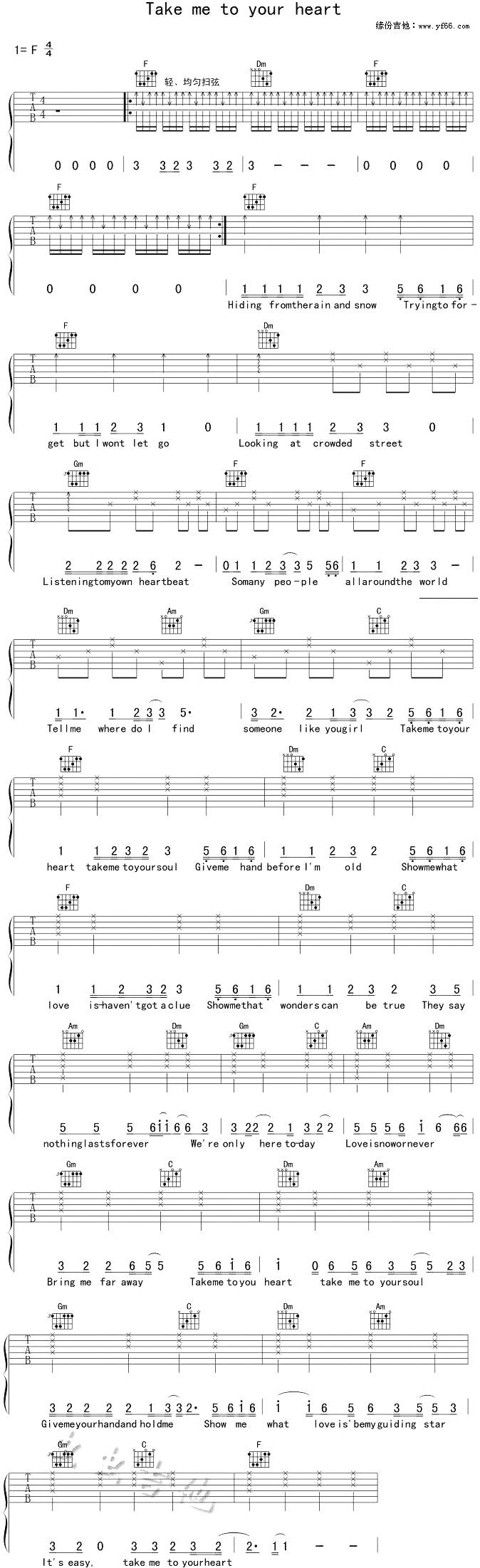 Take Me To Your Heart吉他谱 