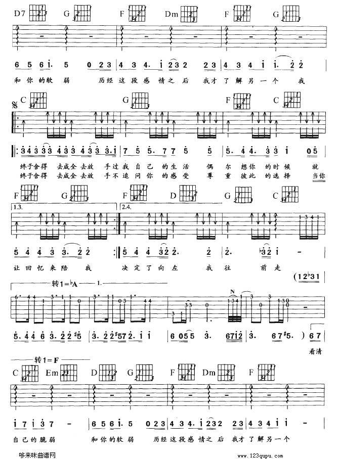 舍得（郑秀文）吉他谱