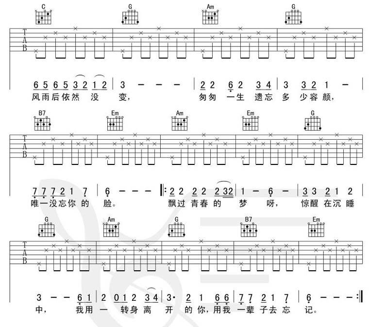 用我一辈子去忘记吉他谱 