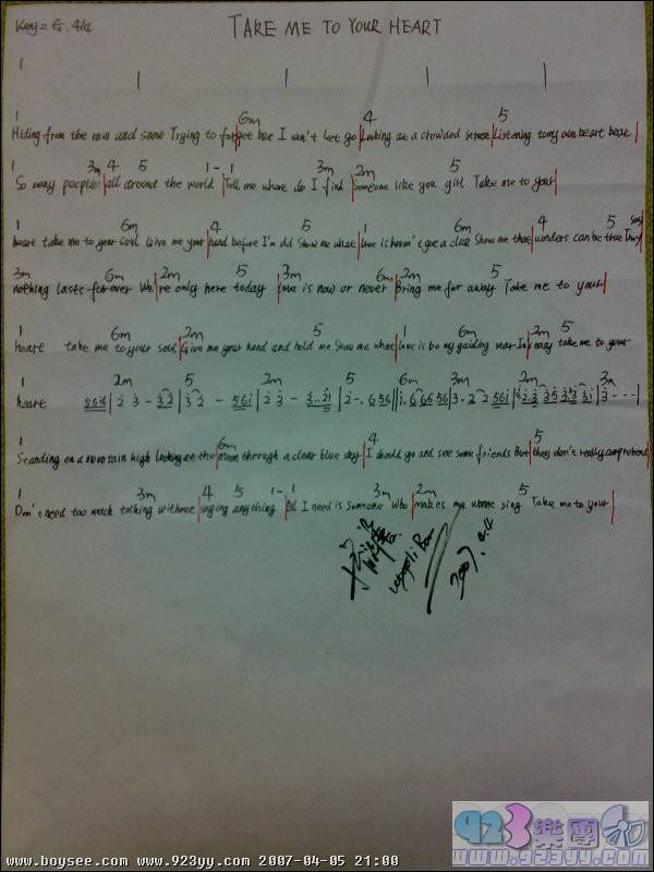 Take me to your heart吉他谱 