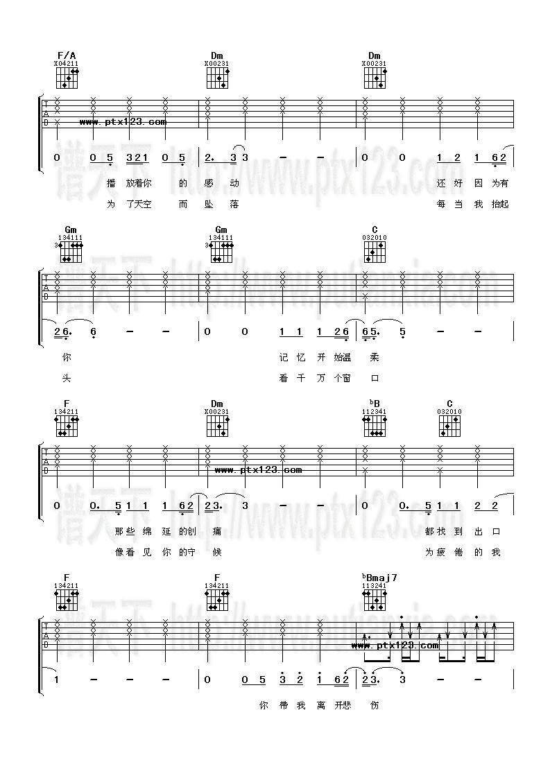 离开悲伤吉他谱