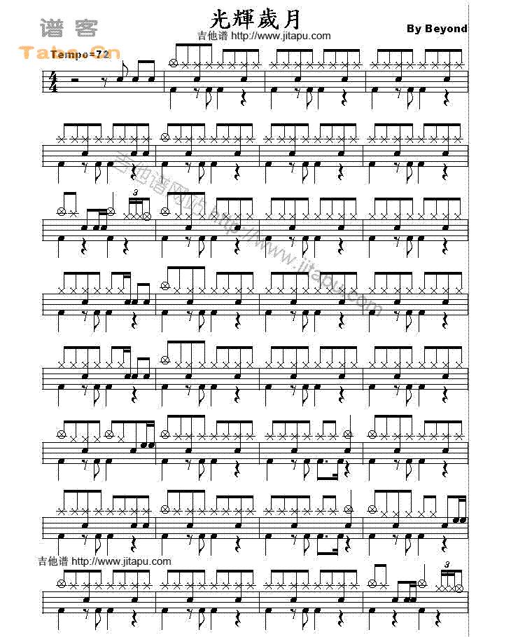 光辉岁月 经典	吉他谱 