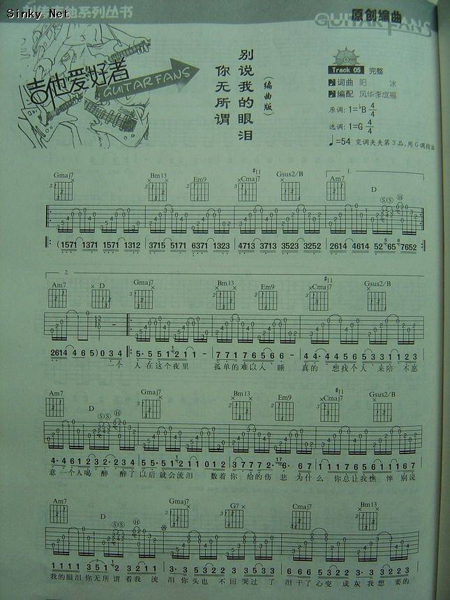 别说我的眼泪你无所谓（超炫编曲版）吉他谱 