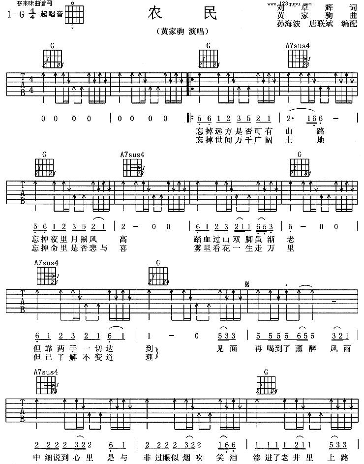 BEYOND-农民吉他谱