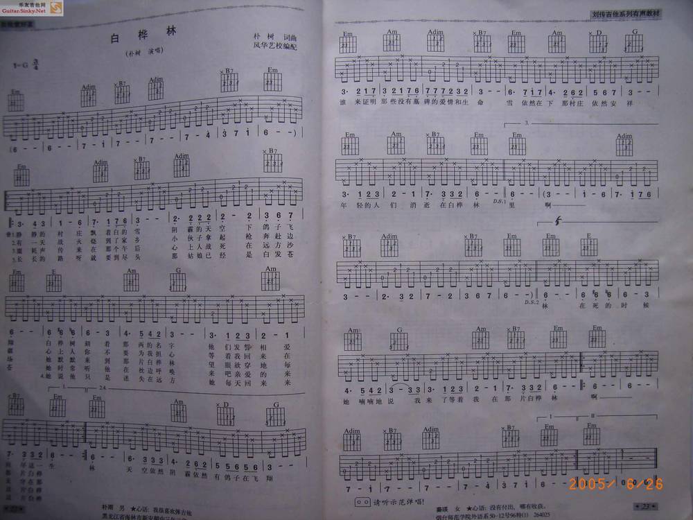 风华版-白桦林吉他谱 