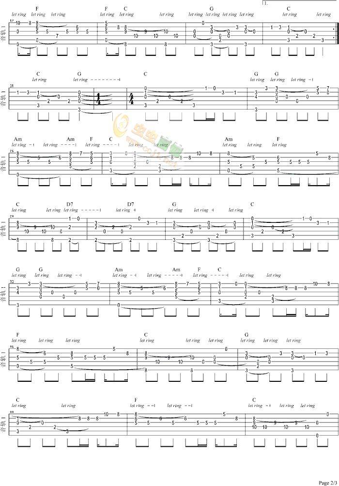 故乡的云吉他谱