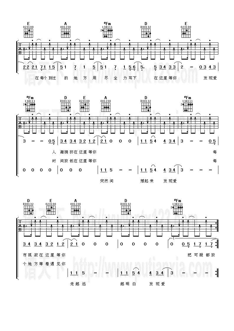在这里等你吉他谱 