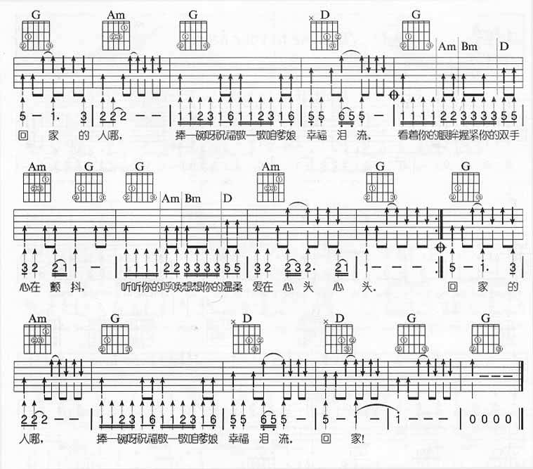 回家的人吉他谱 
