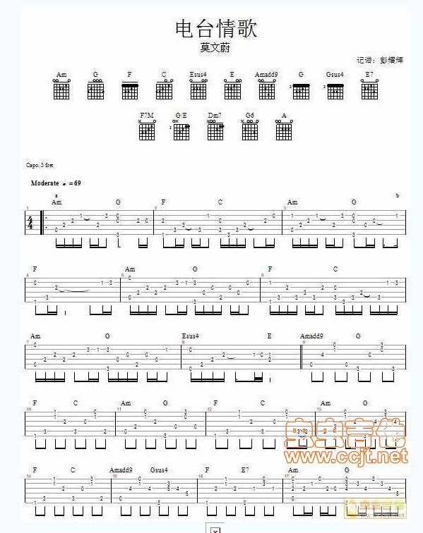 电台情歌—莫文蔚吉他谱 