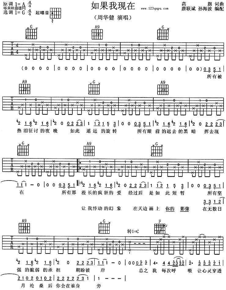 如果我现在-周华健吉他谱