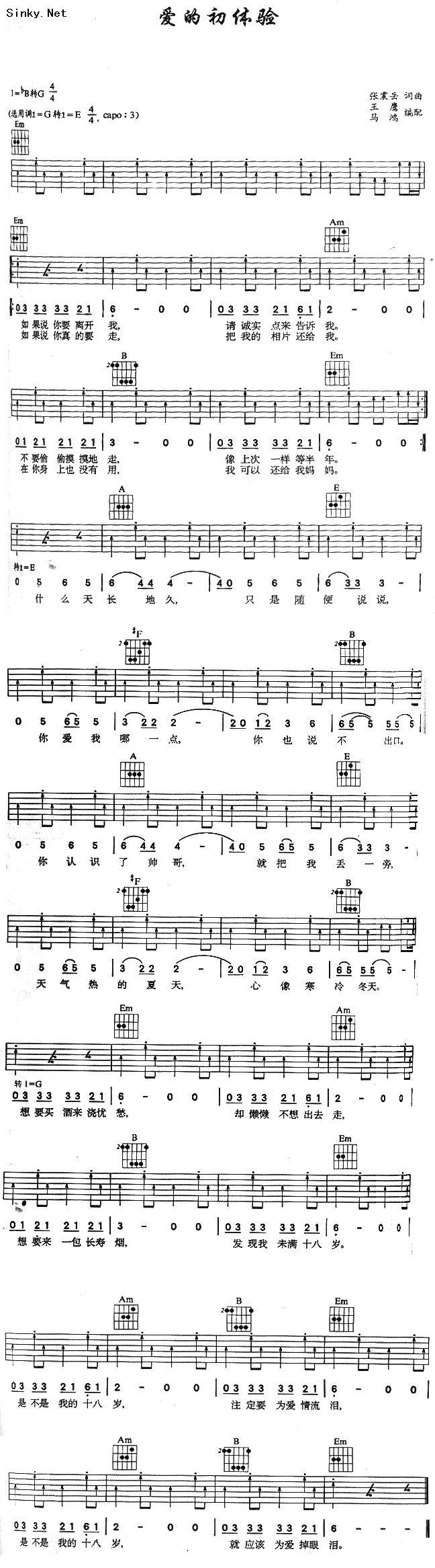 爱的初体验 Ver5吉他谱 