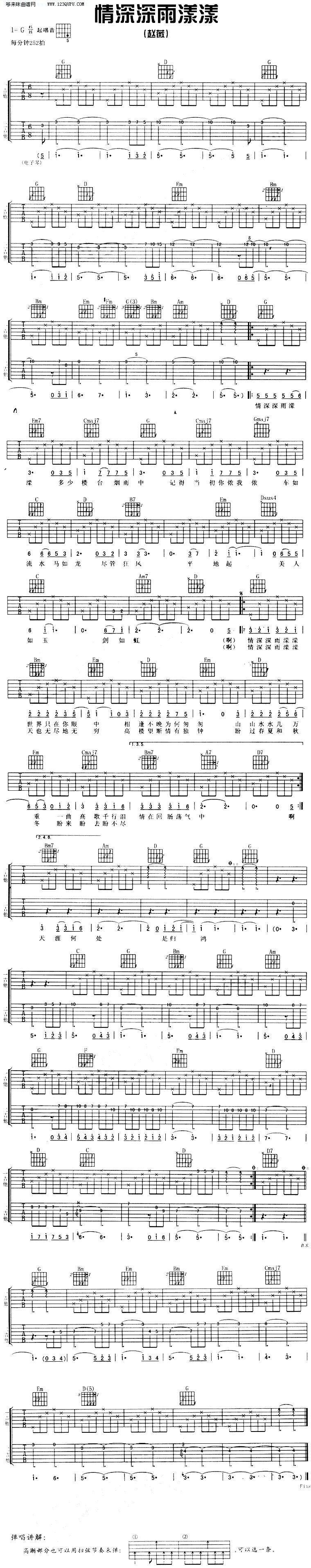 情深深雨蒙蒙—赵薇吉他谱 