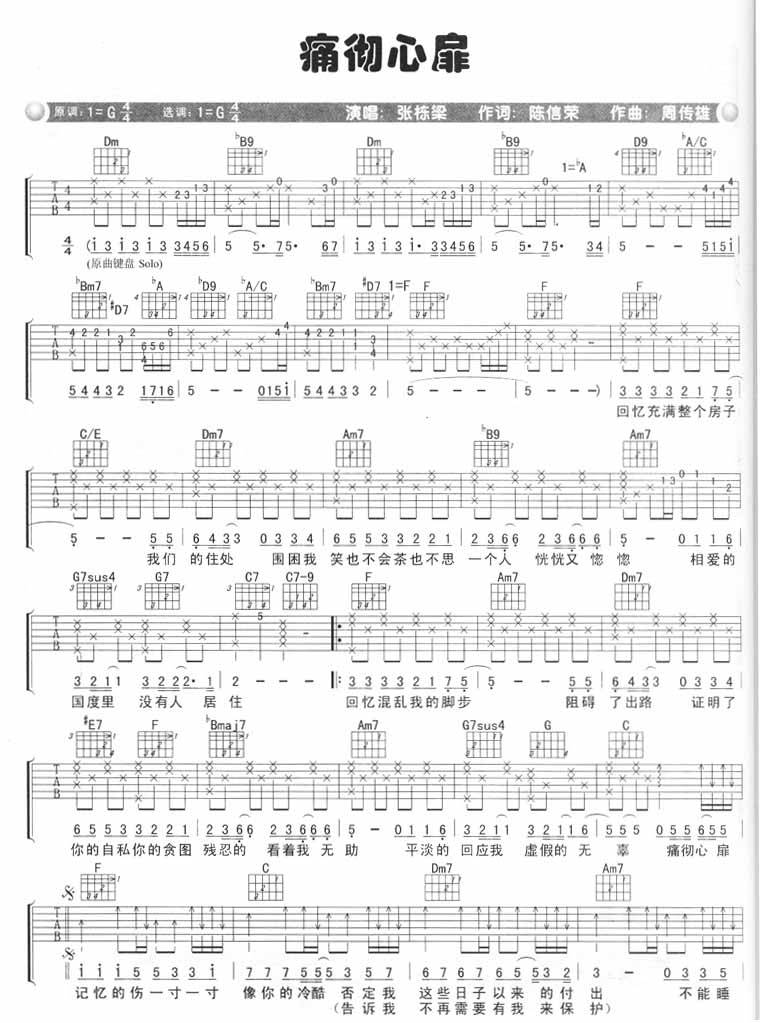 痛彻心扉吉他谱