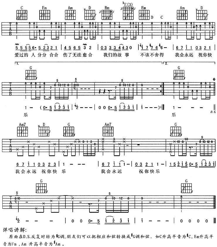 祝你快乐（阿杜）吉他谱 