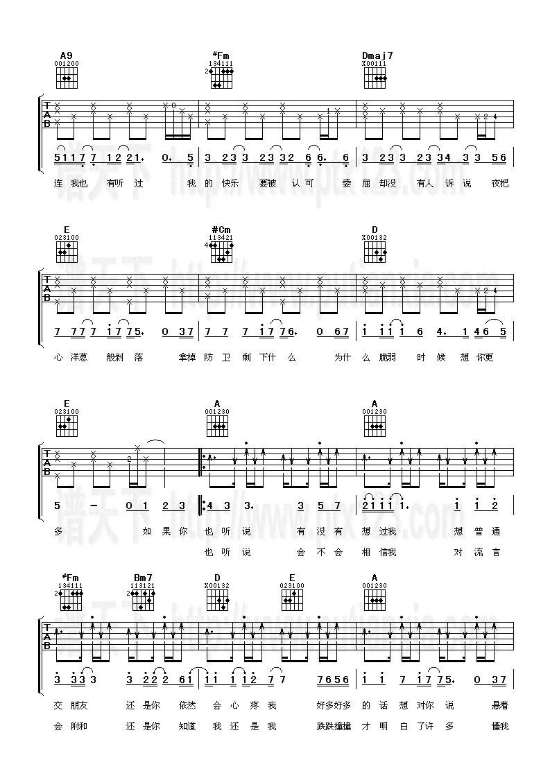 如果你也听说吉他谱